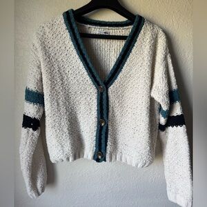 Fashion Nova White- Teal Cardigan